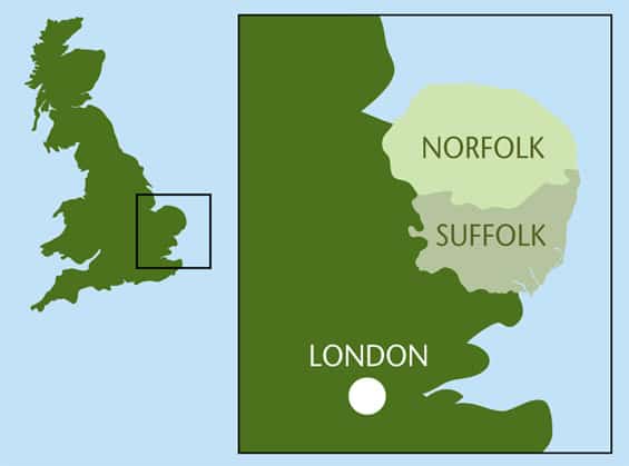 Norfolk Suffolk Map 